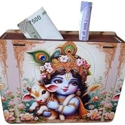 Sage Krishna Wooden Piggy Bank for Kids & Adults, Coin Box Carved Design, Savings Box, Donation Box, Smart Money Box, Wooden Coin Box, Money Saver, Piggy Bank with Numbers-picture-16