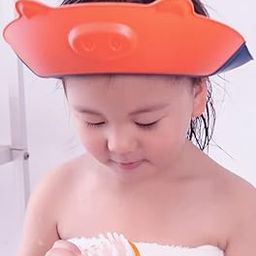 StarAndDaisy Baby Bathing Shower Cap Shield, Adjustable Bath Shower Cap for Kids, Visor Hat for Eye and Ear Protection for 0-9 Years Old Children (Blue-Orange)-17
