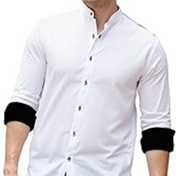 Men Solid Chinese Collar Full Sleeves Regular Fit Cotton Casual Shirt-picture-25