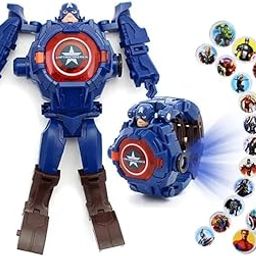 Ridhimani Superhero Projection Watch for Kids, 21 Pictures Display, American Design, Blue and Red (Captain)-image-42