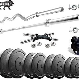 BEACON INTERNATIONAL Rubber Home Gym Combo,Gym Equipments,Home Gym Set, Rubber Dumbbell Plates with 3 Ft Curl Rod (Heavy), 5 FT ST Rod (Heavy) and Dumbbell Rods Exercise Set-image-22