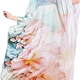 Soft Satin Kaftan with Digital Print and Hidden Adjustable Belt | Free Size [M-3XL] | Vacation Wear | Beach Wear | Kaftan Dress for Women-12