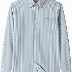 Men's Blue and White Striped Long Sleeve Shirt-image-52