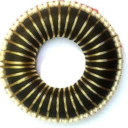 PMW - Hair Accessories - Hair Bun - Bharatanatyam Black Plastic Hair Bun With Pearls and Gold Rose to Wrap Around Hair Bun - Classical Dance Accessories Dance-4