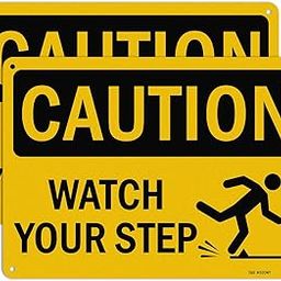 T&R Caution Watch Your Step Signs - 2 Pack - 10 x 7 Inches Rust Free .040 Aluminum -Reflective, UV Protected, Waterproof, Weatherproof and Fade Resistant - 4 Pre-drilled Holes-picture-19