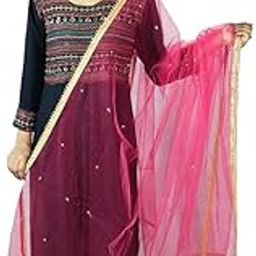 Girls & Womens Embellished Net Dupatta with Lace Work-image-37