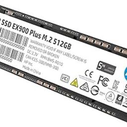 HP EX900 Plus 512GB NVMe SSD - GEN 3.0 X 4 PCIe 8Gb/s 3D NAND M.2 Cache Internal Solid State Drive Up to 2000 MB/s - 35M33AA#ACJ with 5 Year Warranty-22