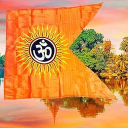 Kapoor Crafts Om (ॐ) Symbol Spiritual Flag (40X60 Inches) Silky Satin Fabric in Saffron kesariya, Om Shanti, Yoga, Meditation, Bhagwa dhwaj for Temple, House & Religious Purpose-picture-17