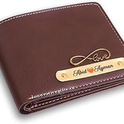 Men's Customized Wallet I Slim Stylish Leather Personalized Purse with Name & Charm I Unique Birthday Anniversary Gift for Men Boy Husband Employees Client I Set of 1 - Brown-15