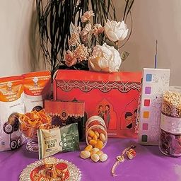 Healthy Master SnackSmart Rakhi Box | Box of 12 Gift Hamper for Brother | Healthy Snacks, Chips, Millet Balls, Bars, Cream Fill, Almond Chocolate, Jar, Drawing Book, Rakhi & Kumkum Chawal-image-15