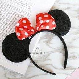 PartyToko Minnie Mouse Headband Solid Black Ear & Red Bow with Polka Dots for Boy & Girl Birthday Party.Red - 1pc-image-18