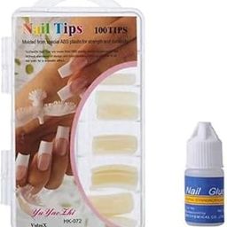 Plethora Plastic Packing Nail Tip White Pack Of 100 & Nail Glue White (Pack of 100)-image-48