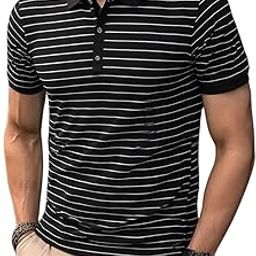 Men's Striped Polo in Black & White Vertical (2036)-image-18