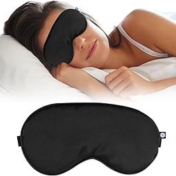 LRK Silk Eye Mask For Sleeping With Adjustable Strap Premium Silk Sleeping Mask Blind Fold For Smooth&Comfortable Sleep Travelling Sleep Mask Pad Sleeping Eye Mask Blind Folds For Sleeping-Black-image-74