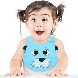 THE LITTLE LOOKERS Silicone Feeding Bib for Baby & Toddlers with Adjustable Strap, Waterproof, Easy to Wash | Stain Proof, BPA Free/Soft Material Bibs with Tray/Food Catcher (0-3 Years) (Pack of 1)-12