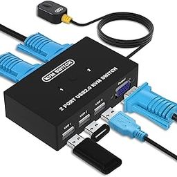 USB VGA KVM Switch for 2 PC Sharing 1 Video Monitor and 3 USB Devices, Keyboard Mouse Scanner Printer, for Laptop PC Windows Mac OS System-29