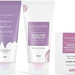 Glamveda 1% ww Glycolic Acid & 1% ww Salicylic Acid Anti-Acne Kit | Reduces Dark Spot & Body Acne | Face Wash + Peel Off Mask + Facial Kit | Skincare Routine for Women & Men-image-48
