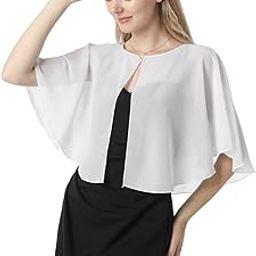 Shawl Wraps White Shrug for Women, Soft Chiffon Capelet Cape for Women Evening Dress, Fashion Bolero Flapper Cover Up for Daily, Party, Wedding-image-76