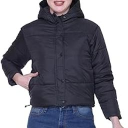 Hooded Semi Crop Jacket for Women in Full Zipper-image-46