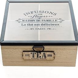 apsara kitchenware Bamboo Tea Box Storage Organizer, Flat Tea Bags, 4 Adjustable Tea Chest Compartments, Natural Wooden Finish-picture-23