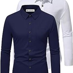 Men Cotton Blend Slim Fit Full Sleeve Spread Collar Beige - White Color Formal Shirt Pack 2-image-57