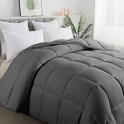 ELNIDO QUEEN All-Season Gray Down Alternative Quilted Comforter- Corner Duvet Tabs-Machine Washable-Duvet Insert or Stand-Alone Lightweight Comforter-Cal King Size(104×96 Inch)-picture-10