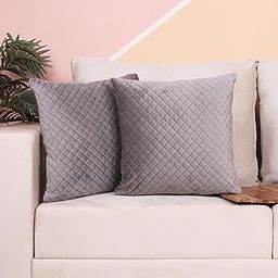 STITCHNEST Set of 2 Cushion Cover | Quilted Velvet | Grey| Soft & Premium Look | 16x16 Inches | Fit for Sofa & Living Room Décor-image-43