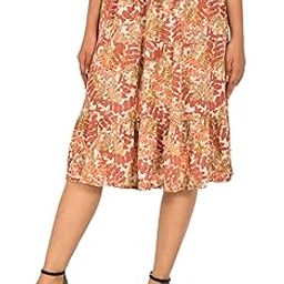 Women's Regular Fit Printed Cotton Long Skirt (FP230) Black-image-72