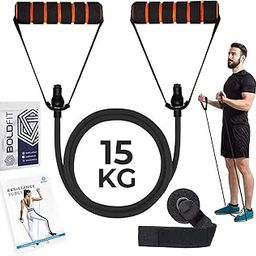 Boldfit Resistance Tube with Foam Handles, Door Anchor for Exercise & Stretching, Suitable in Home & Gym Workout for Men & Women-15kg-Black-1