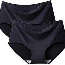 Women's/Girls' Ice Silk Seamless Mid Rise Hipster Panties (Pack of 2 – Black & Nude) | No Show Laser Cut Invisible Underwear | Smooth Stretch Innerwear-image-60