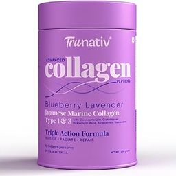 Trunativ Advanced Japanese Marine Collagen Powder |Type 1 and 3 | Supplements for Women and Men with Hyaluronic Acid | Supports Skin Glow, Hair Growth, and Nail Strength | Blueberry Lavender (200g)-3