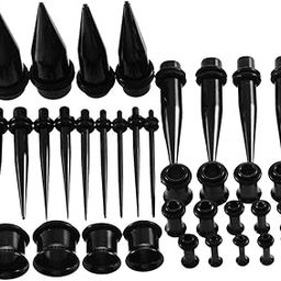 36 Pieces Ear Gauges Stretching Kit Plugs Taper 14G-00G Expanders Black-image-48