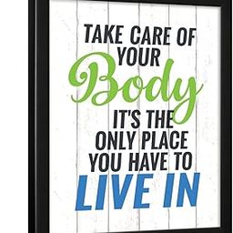 Chaka Chaundh Engineered Wood - Health Quotes Wall Frames Decoration - Health Motivation Wall Poster For Diagnostic Center, Path Lab & Hospitals - (14 X 11 Inches) (Take Care Of Yourself - White)-picture-6