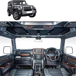 Woodpecker's 12+1 ABS Plastic Interior Trim Kit Compatible with Mahindra Thar, Walnut Finish Full Set for Steering, Dashboard, Door Panels & Speaker Grill – 100% Effective-image-27
