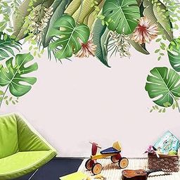 UJEAVETTE Wall Sticker Large Green Big Leaves Modern for Bathroom Office Home Entrance-image-47