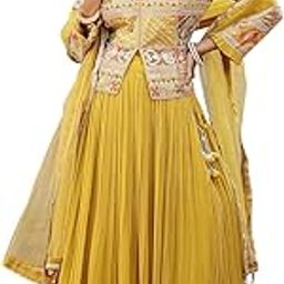 Women's Solid & Embroidered Georgette Readymade Lehenga Choli Set With Dupatta-51