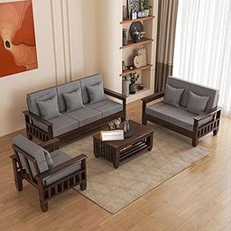 DIVINE WOOD ART Sheesham Wooden 6 Seater Sofa Set for Living Room | Solid Wood 3+2+1 Seater Cushion Sofa Sets for Home & Office | Wooden Furniture Sofa for Lounge and Hotels (Walnut Finish)-image-60