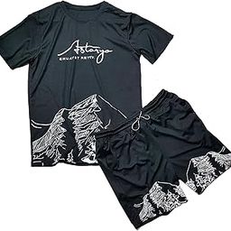 Men's Tracksuit for Running, Gym Workout & Sports, Printed Summer Co-ord Set for Men Soft Feel Comfy Fit T-Shirt & Shorts (532)-picture-27