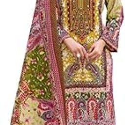 Women's Grey Cotton Blend Floral & Leaf Print Pakistani Style Kurta with Pant & Printed Dupatta | Pakistani Print Salwar Kameez | Mirror Work Salwar Suit | Pakistani Women Kurta-picture-1