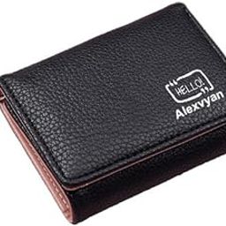 Black Hello Small Tri-Fold Women's Purse Wallet Card Organizer Female Hand Purse Clutch Women/Ladies/Girls Wallets 5 Card Holder 1 Long & 1 Small Pocket-picture-3