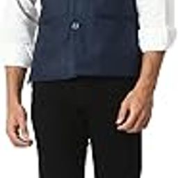 Men Solid Cotton Blended Nehru Jacket/Modi Waistcoat (Dark Blue,Single)-15