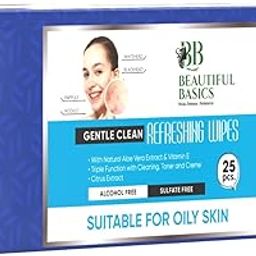 MAPPERZ 25pcs Makeup Remover Aloe Vera Wipes, Daily Clean and Glow Facial Wet Wipes, Refreshing and Skin Hydration, Instant Cleansing For Protect Dirt, Dryness All Skin Type (Pack of 1)-54