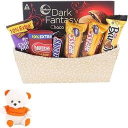 SFU E Com Gorgeous Chocolate Gift Hamper | Valentine Love Teddy Bear With Chocolate Combo | Valentine Chocolate Hamper | 264-52