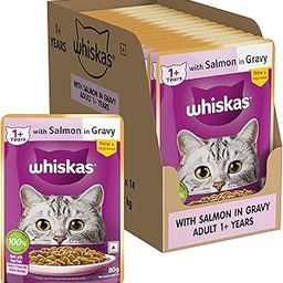 Whiskas Adult (1+ Years) Wet Cat Food, Salmon in Gravy, 80 g, Pack of 14, Hydrating Food Made With Real Fish, 100% Complete & Balanced Nutrition for Adult Cats-9