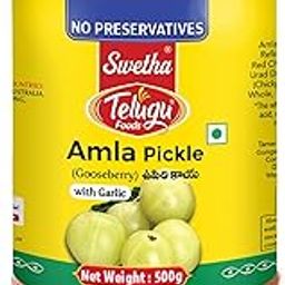 Swetha Telugu Foods Amla Pickle with Garlic, Gooseberry, No Preservatives, 500g Pet Bottle-image-77