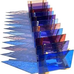 12 Sheets Transparent Stained Glass Kit for Cathedral Art, 6 x 4 inch Glass Mosaic Tiles for Projects(Blue + Purple Mixed)-17