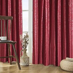 Amazon Brand - Solimo Polyester Long Crush Emboss Long Door Curtains (Pack of 2, 9 Feet, Maroon)-image-19