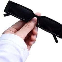 Black Retro Rectangular Vintage With Polycarbonate Sunglasses, Goggles 400 UV Protection For Men's Women's Pack of 1-13