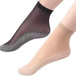 Ankle Length Women Transparent Socks fashion Socks Silky Anti-Slip Cotton Sole Sheer Ankle High Tights Hosiery Socks For Girls.-image-81