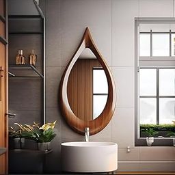 TOUCH WOOD HANDICRAFT Wall Hanging Wooden Mirror Frame for Home Decor, Water Drop Design, Wall Decorative Mirror Frame, Antique Brown Color, 30x18 Inch Without Mirror-image-21